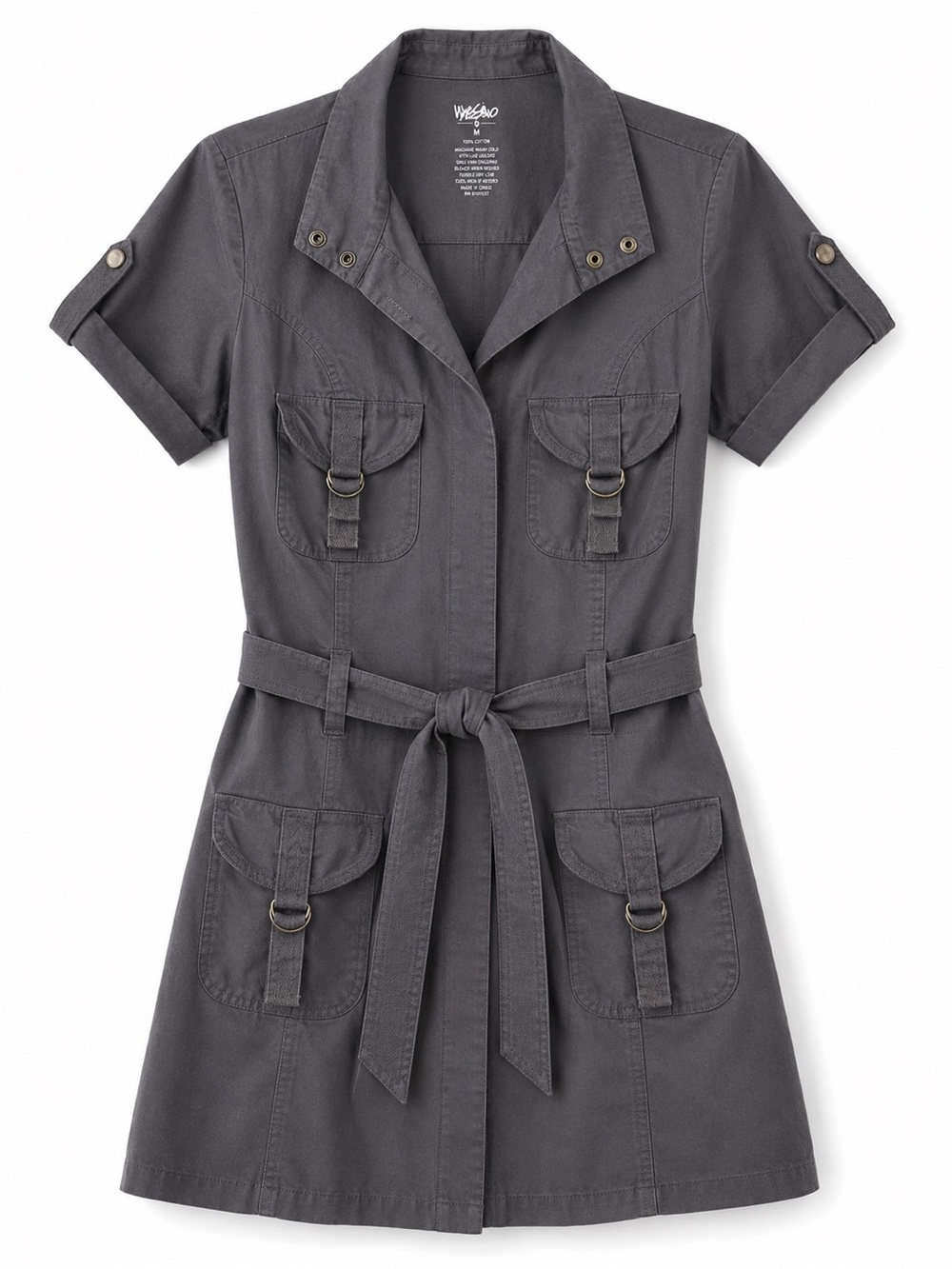 NWOT Mossimo Supply Co. Dark Gray Short-Sleeve Utility Tie-Waist Military Dress
